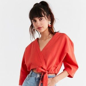 Urban Outfitters orange wrap top